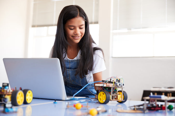 after school coding club - female student coding