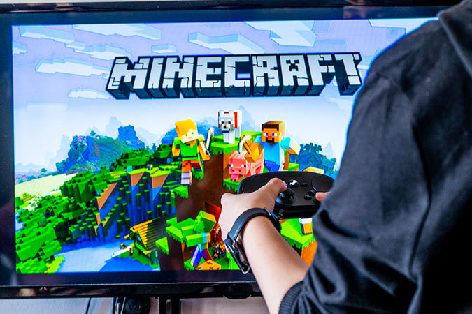 child playing minecraft